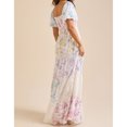 thumbnail image 3 of NJWS Women Floral Maxi Dress Smocked Puff Sleeve Square Neck Lace Patchwork Tiered Boho Long Dress Vacation Garden Party, 3 of 5