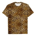 thumbnail image 4 of Bibifish Womens T-Shirt Yellow Leopard Print Short Sleeve Crew Neck tee Stretchy Slim Fit Lightweight Casual Date Nights Wild Stylish Top, 4 of 4