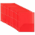 thumbnail image 2 of 100 Pack Two Pocket Plastic Translucent 3-Ring Hole Punch Folders, 11.5”L x 9.5”W for Filing / Storing Paper Work, Red, 2 of 6