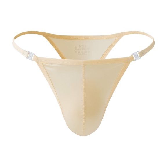Tbopshirt Underwear for Men Thong Style Solid Color Silk Satin Fabric Highly Breathable Low Waist Short Underwear