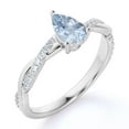 thumbnail image 4 of JeenMata 1 Carat Pear Shaped Created Aquamarine Eternity Ring in 18k White Gold over Silver, 4 of 6