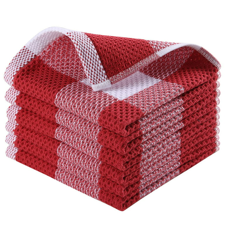 smiry 100% Cotton Waffle Weave Kitchen Dish Towels, Ultra Soft Absorbent Quick Drying Cleaning Towel, 13x28 Inches, 4-Pack, Brick Red, Size: Kitchen
