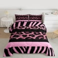 thumbnail image 2 of Feelyou Pink Leopard Print Twin Comforter Sets, Zebra Cheetah Wildlife Bedding Set, 2pcs, 2 of 8