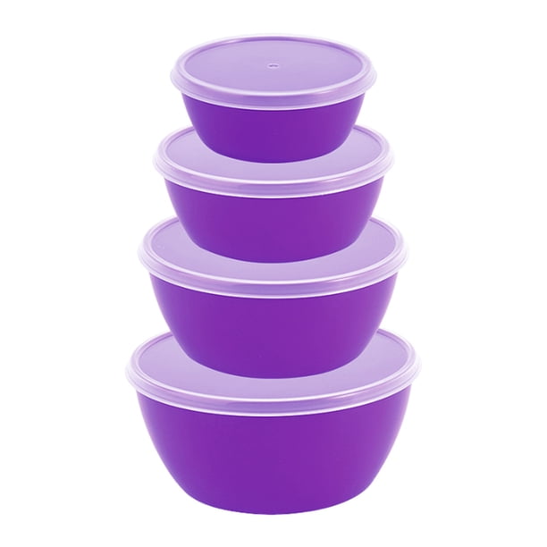 Recipiente con tapa para mantener la frescura y cubiertos apilables (juego de 4 piezas) en el refrigerador