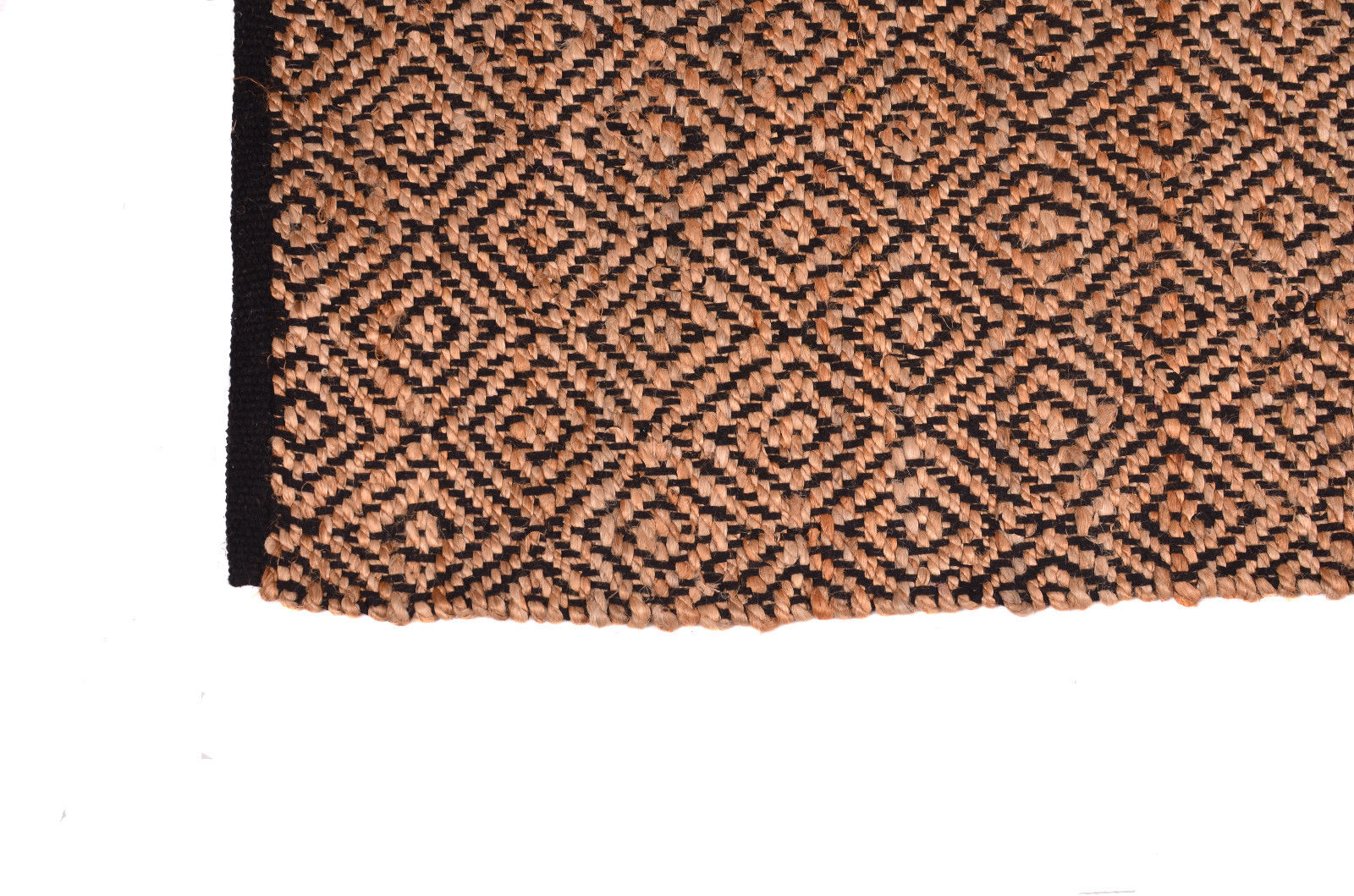 Jute 3x5 ft Black & Beige Area Rug Natural Fiber Handwoven Living Room Bedroom Office Home Décor