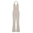 thumbnail image 4 of Riforla Women Sexy Solid Color Party Sexy Halterneck Trousers with Pockets Jumpsuit Womens Jumpsuit White XXL, 4 of 4