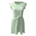 thumbnail image 3 of WOYY Big Girls A Line Dress Sleeveless Ruffle Irregular Dress with Belt, Sizes 11-12Y, 3 of 4