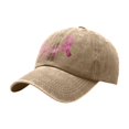 thumbnail image 5 of bravefron Cancer Awareness Baseball Cap, Washed Distressed Vintage Style with Embroidered Pink Ribbon, Adjustable Cotton Hat for Women Men, 5 of 5