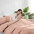 thumbnail image 3 of Housse de Couette Rose Blush Taille Grand - Ensemble de Housse de Couette 3 Pcs, Doux, 3 of 9