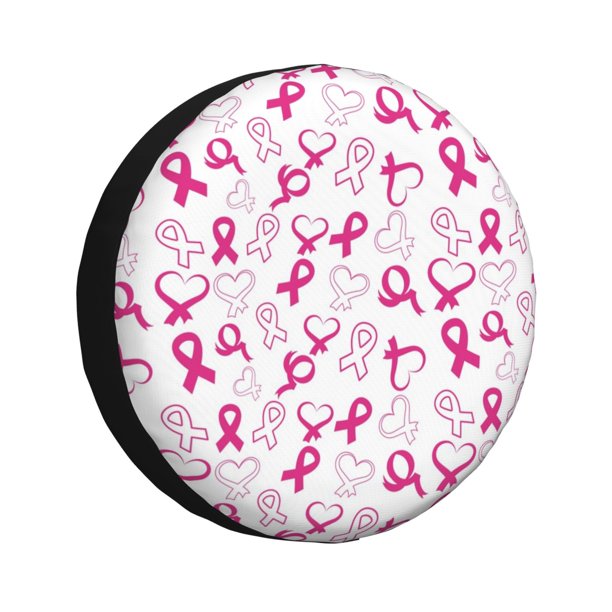 Fotbe Breast Cancer Awareness4 Funda de Llanta de Repuesto con Estampado, Engrosada, Ajuste Universal para Jeep, Remolque, RV, SUV, Camión-14 inch