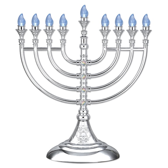 Electric Menorah LED Battery or USB Powered Electroplated Hanukkah Menorah AVIV JUDAICA