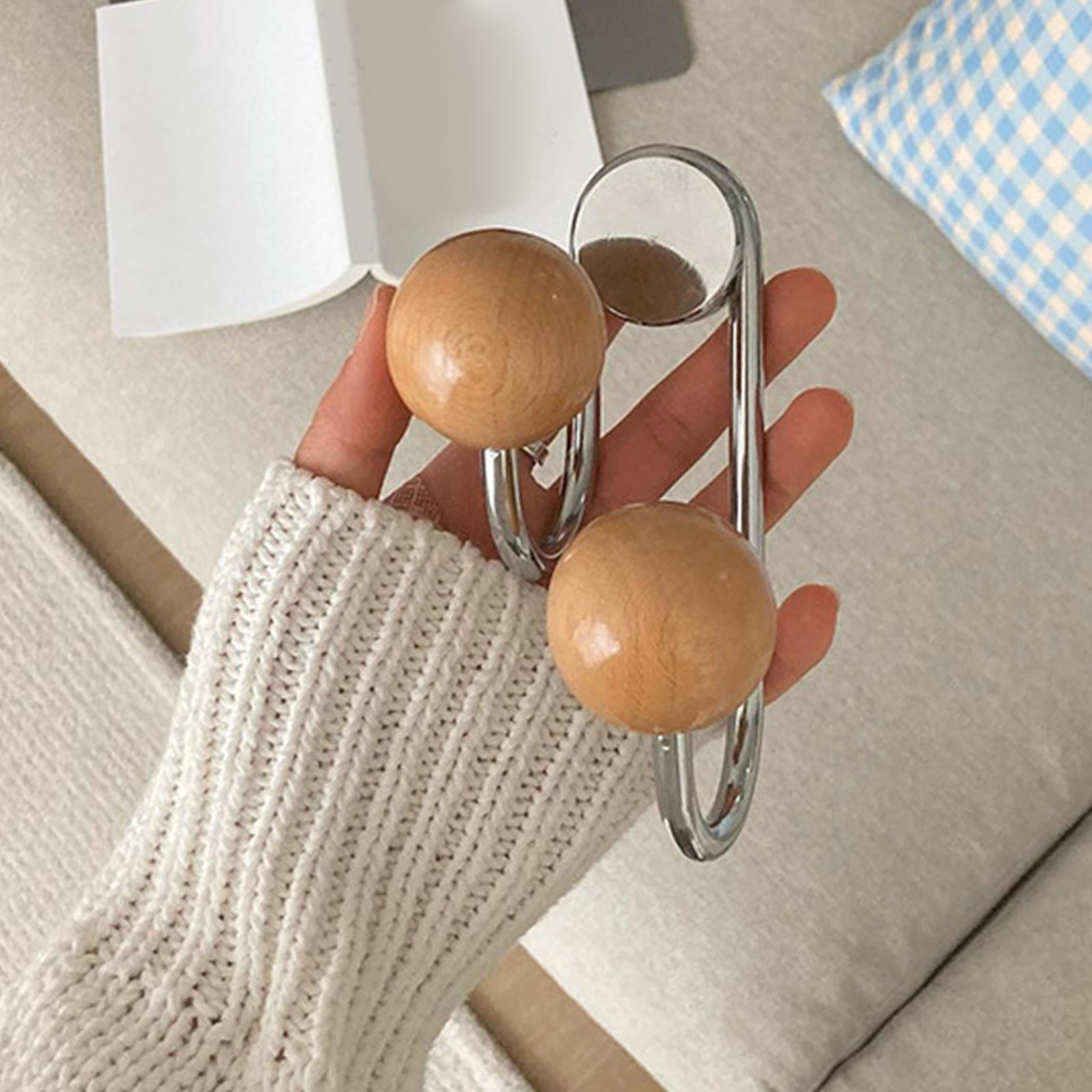 HOZVOMI Magnetic Wood Ball Hooks No Drill Strong Magnet Hanger for Refrigerators Cabinets and Doors