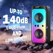JYX Party Speaker, 80W Powerful Large Bluetooth Speaker with 2 Mics, Deep Bass Stereo PA System with Remote Control