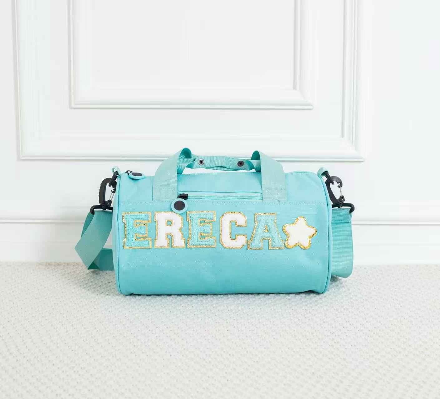 Personalized Sport Duffle Bag with chenille Letter,Custom Water Proof Dance Bag for Kids,Overnight Bag,Sewn Weekender Ballet Bag,Birthday Gift for Kids