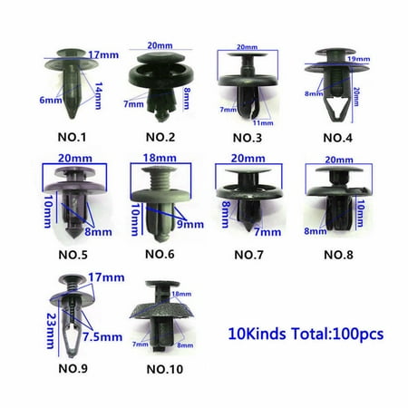 

Zhongtai 100Pcs Trunk Screw Rivets Set Car Bumper Fender for Auto Plastic Fastener Clips