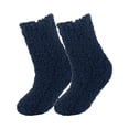 thumbnail image 2 of Women's Solid Thick Coral Fleece Socks Half-pile Home Floor Socks Warm Thermal Non-slip Slipper Socks Ultra Soft Coral Fleece Socks with Plush Half-Pile Texture Black, 2 of 3