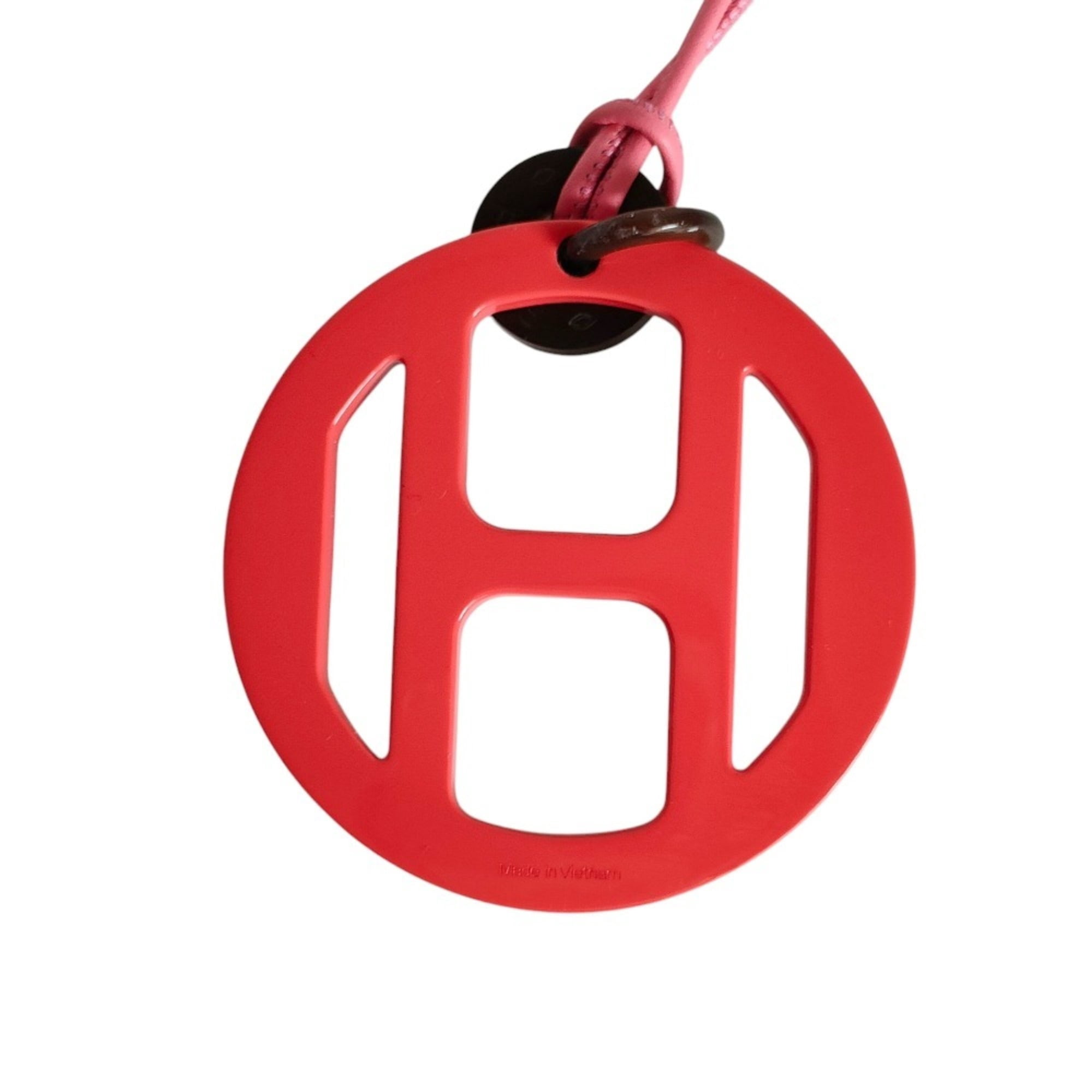 Pre-Owned HERMES H-Equipe Nautic Leather Cord Pendant Necklace, Pink, Women's, Lux ...