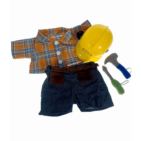 Construction Worker Outfit for 14"-18" Plush Dolls, Worksite Role Play Clothing