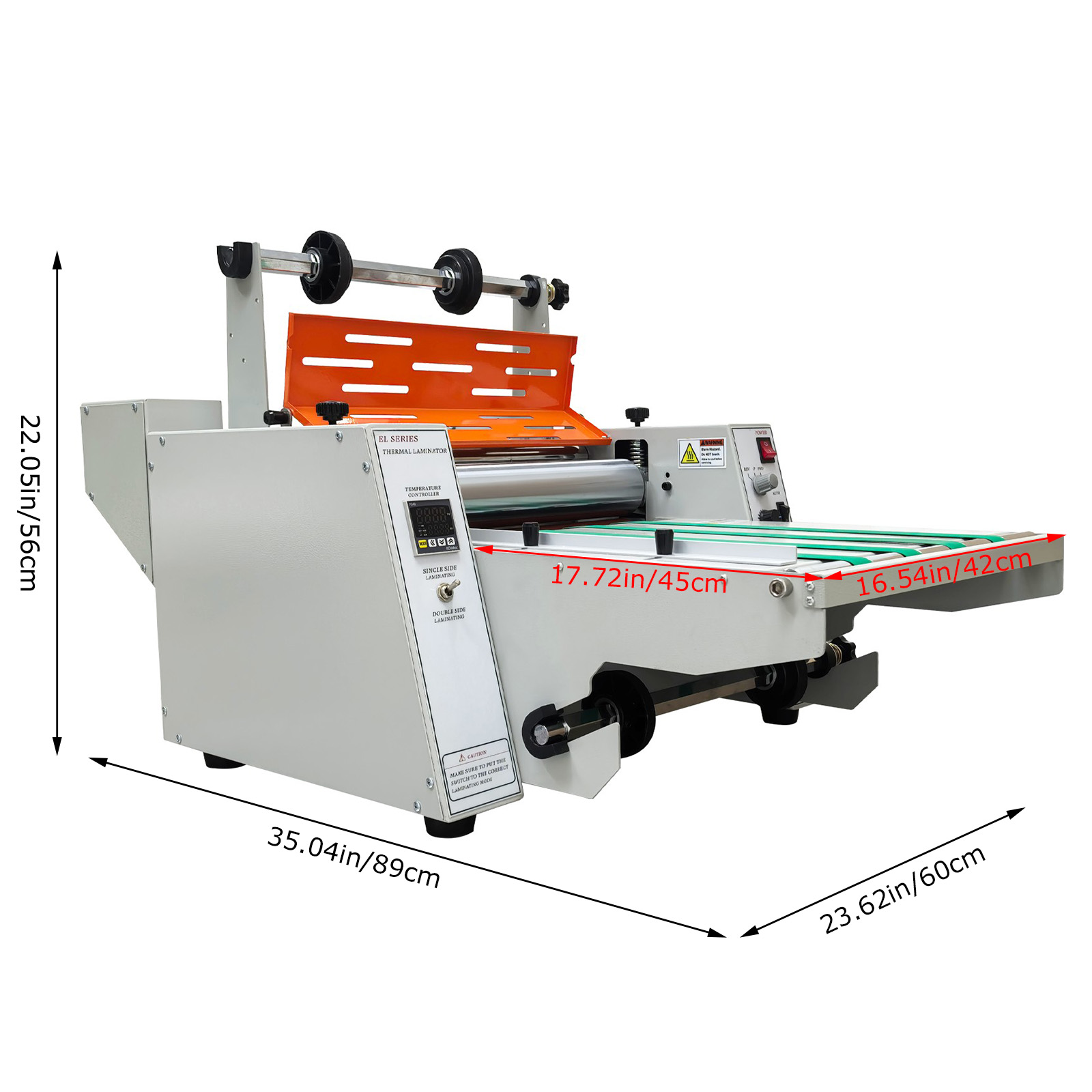 13 Inch Electric Steel Roller Thermal Laminator Single and Double Side Hot Roll Laminating Machine 110V with Conveyor Belt