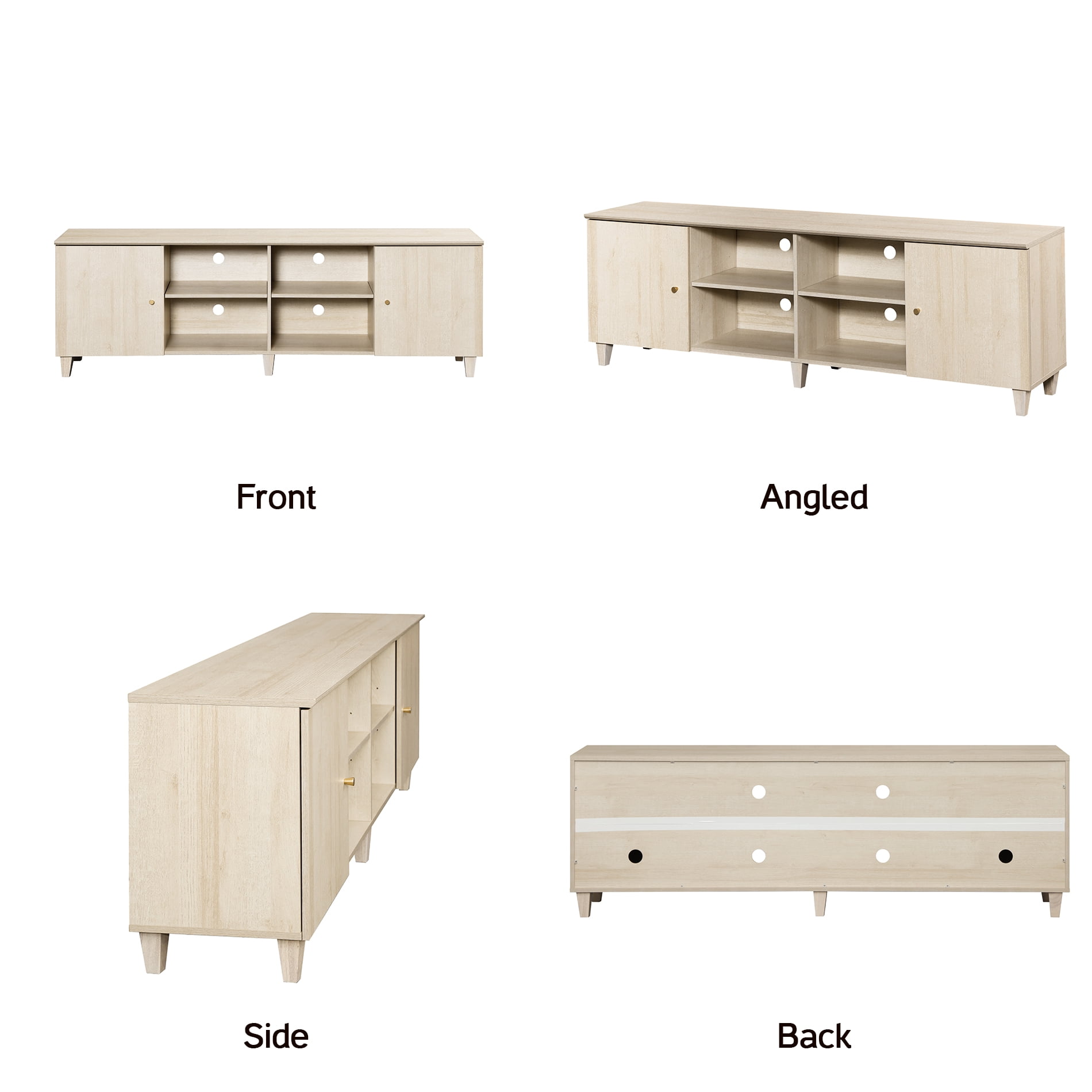 2-in-1 TV Stand Cabinets for 100+ Inches TVs, Modern Farmhouse Wood Entertainment Center with Door, Light Oak