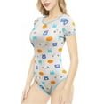 thumbnail image 2 of CutiePlusU Cotton Button Crotch Adult Onesie Romper Bodysuit Pajamas- Cutie Little Bear Print Grey S, 2 of 6