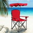 thumbnail image 2 of Silla de Camping Plegable Costway con Toldo de Sombra y Portavasos Carga 120 kg para Patio Campamento 53,5 x 53,5 x 130 cm Rojo, 2 of 7