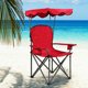 thumbnail image 2 of Silla de Camping Plegable Costway con Toldo de Sombra y Portavasos Carga 120 kg para Patio Campamento 53,5 x 53,5 x 130 cm Rojo, 2 of 7