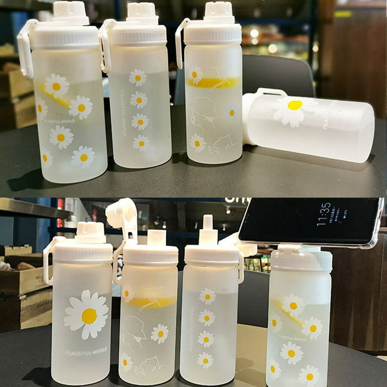Small Daisy Transparent Plastic Water Bottle Creative Frosted