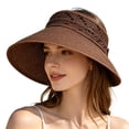 thumbnail image 4 of 2026 New Sun Hats for Women Wide Brim Roll-Up Beach Ponytail Hat Packable Foldable Travel Straw Visor (Coffee), 4 of 4