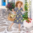 thumbnail image 6 of Cloud Star Pattern Girls Short Sleeve Dress A Line Sun Protection Breathable Comfort Sundress 7-8T, 6 of 8