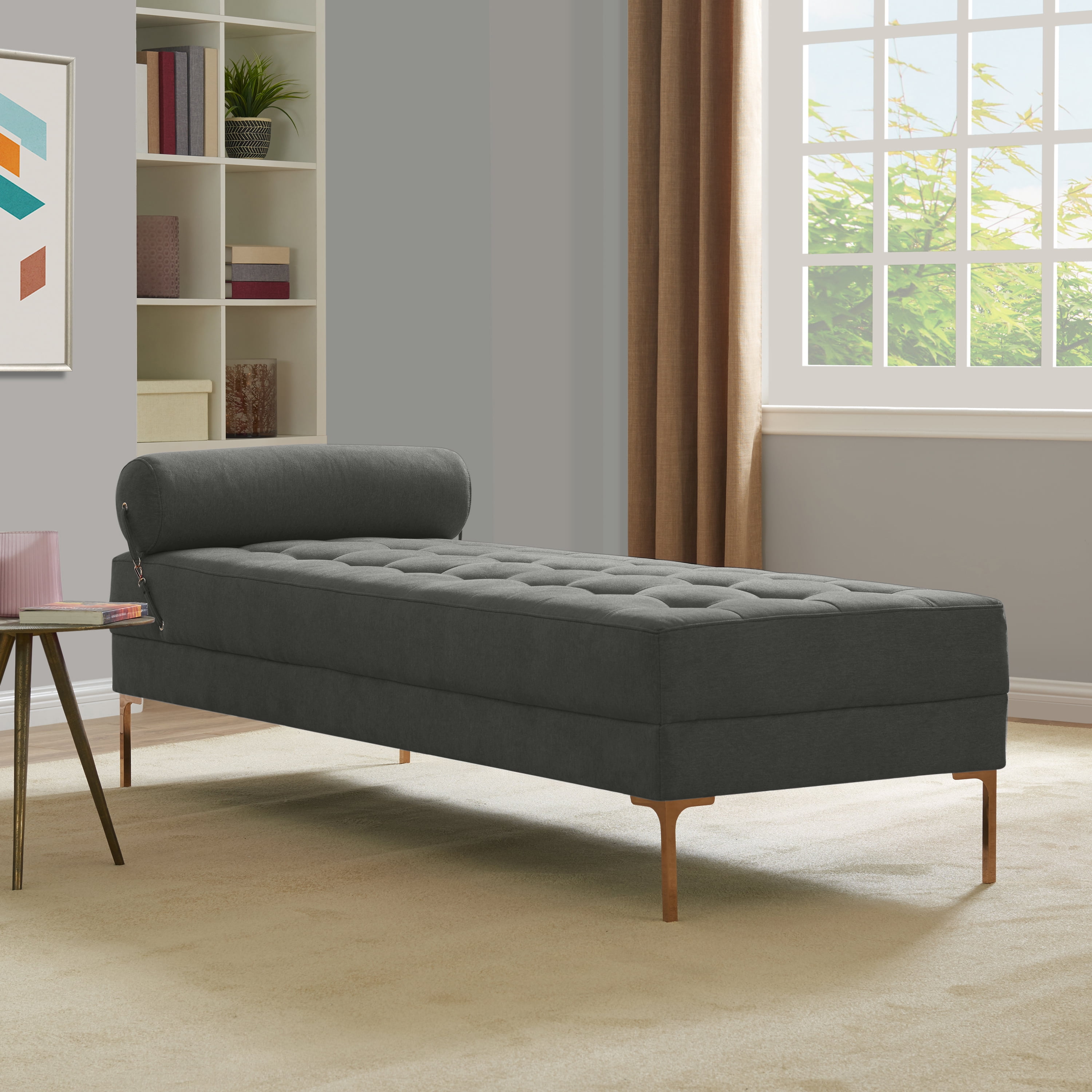Homesvale Roush Upholstered Tufted Bench Daybed in Plush Low-Pile Velvet - Walmart.com - Walmart.com