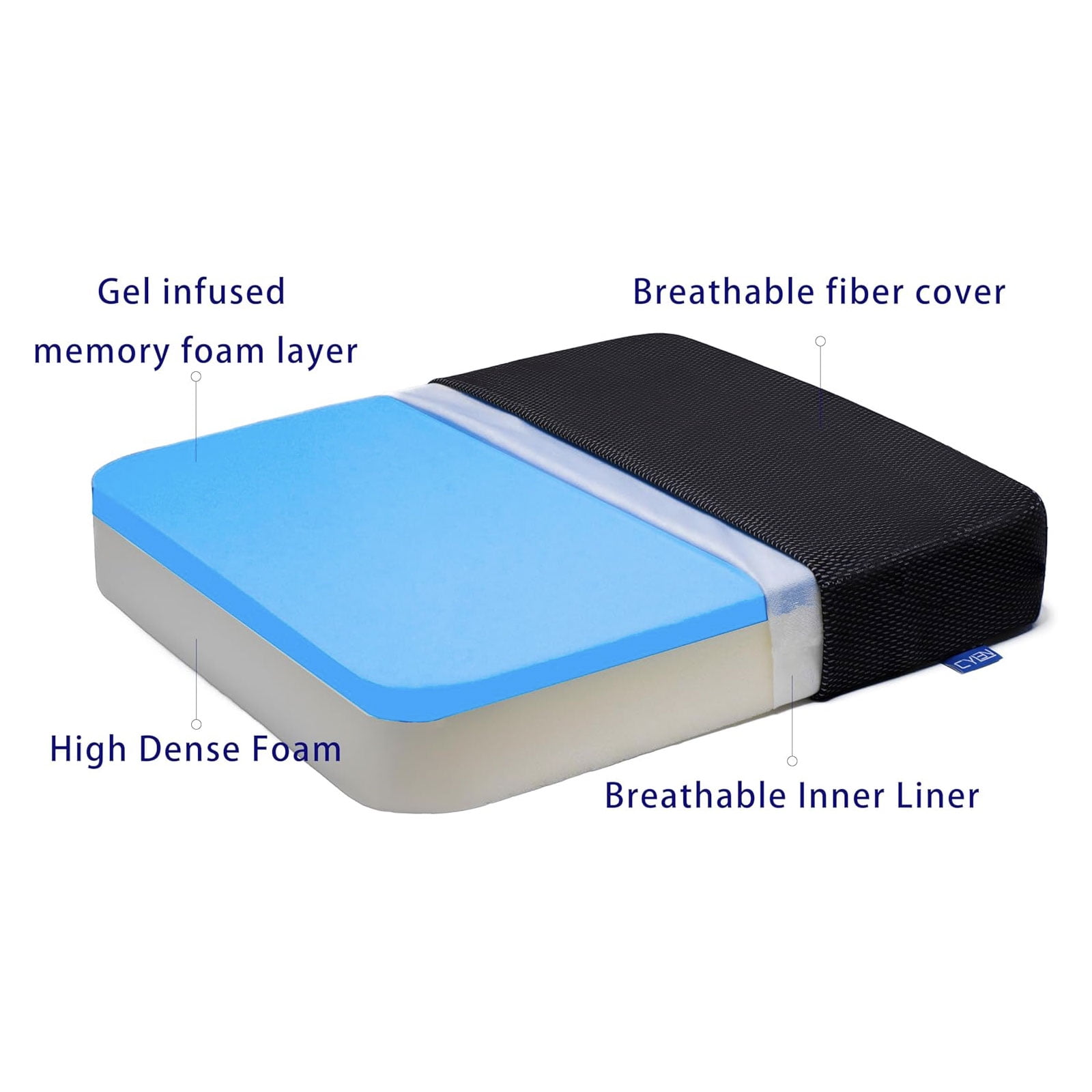 Pressure Sore and Tailbone Pain Relief Memory Foam Wheelchair Seat Cushion for Wheelchair Office Chair