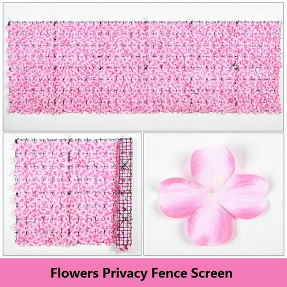Twfbrm Artificial Flowers Privacy Fence Screen, 20"x39" UV-Anti Fake Plant Hedges Fence with Flowers, Faux Silk Flowers Fence Panel Wall Backdrop Decorations for Patio Balcony Garden Backyard
