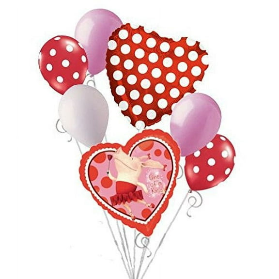 7 pc Nick Jr. Olivia Pig Balloon Bouquet Party Decoration Happy Birthday Ballet