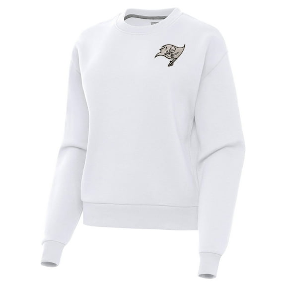 Women's Antigua White Tampa Bay Buccaneers Victory Pullover Sweatshirt