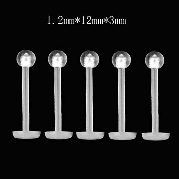 5Pcs Unisex Clear Round Nose Ear Lip Chin Ring Stud Bar Body Piercing Jewelry