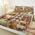 thumbnail image 3 of Manfei Aztec Geonetric Queen Sheet Sets for Adult, Farmhouse Lodge Cabin Flat Sheet, Wildlife Animal Queen Fitted Sheet, Microfiber Bedroom Decor, 4pcs, 3 of 7