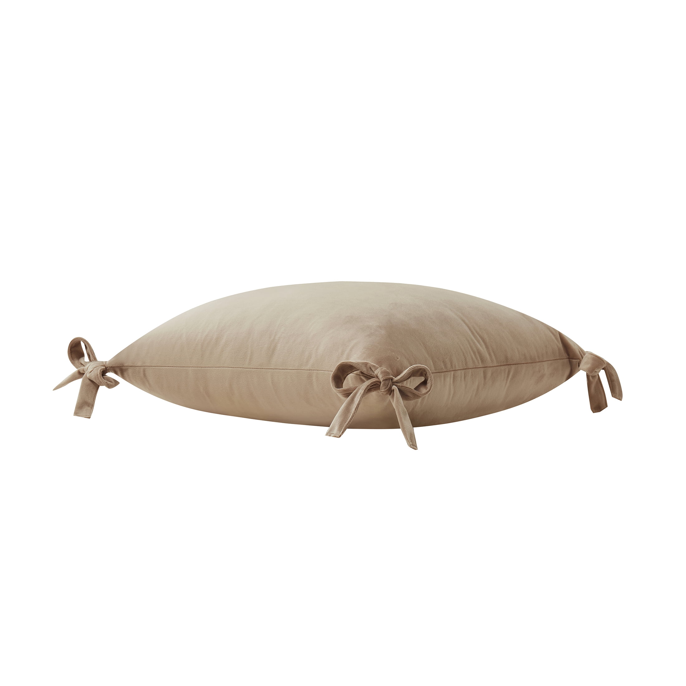 My Texas House 20" x 20" Taupe Velvet Bow Decorative Pillow Cover