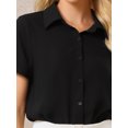 thumbnail image 4 of DARING DIVA Button Down Collared Short Sleeve Leotard Shirt Top S Black, 4 of 6