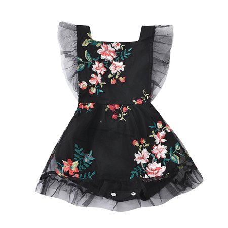 

AIMAOMI Baby Girls Floral Ruched Tulle Romper Dress Casual Clothes H