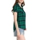 thumbnail image 4 of CAMISAS DE CUADROS PARA MUJER INSPIRE CHIC, CUELLO DE PUNTO, BLUSAS DE BOTONES TAMAÑO S AZUL VERDE, 4 of 6