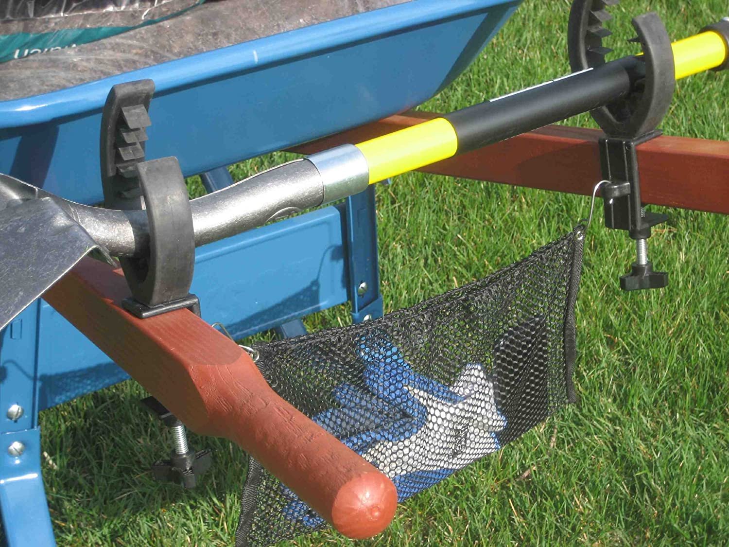 Grizzly Grip Wheelbarrow Tool Holder with Mesh Bag, Secures Tools To Wheelbarrow - image 2 of 5