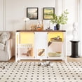 thumbnail image 6 of 47.25in Large Cat Litter Box Enclosure with LED Light Hidden Furniture with Stairs Scratching Post Smart Doors White, 6 of 14