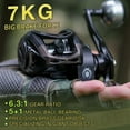 thumbnail image 3 of HAUT TON Black Baitcaster Fishing reel 6.3:1 Gear Ratio 7KG Max Drag System 5+1BB BB For Bass Feshwater Saltwate Fishing, 3 of 11