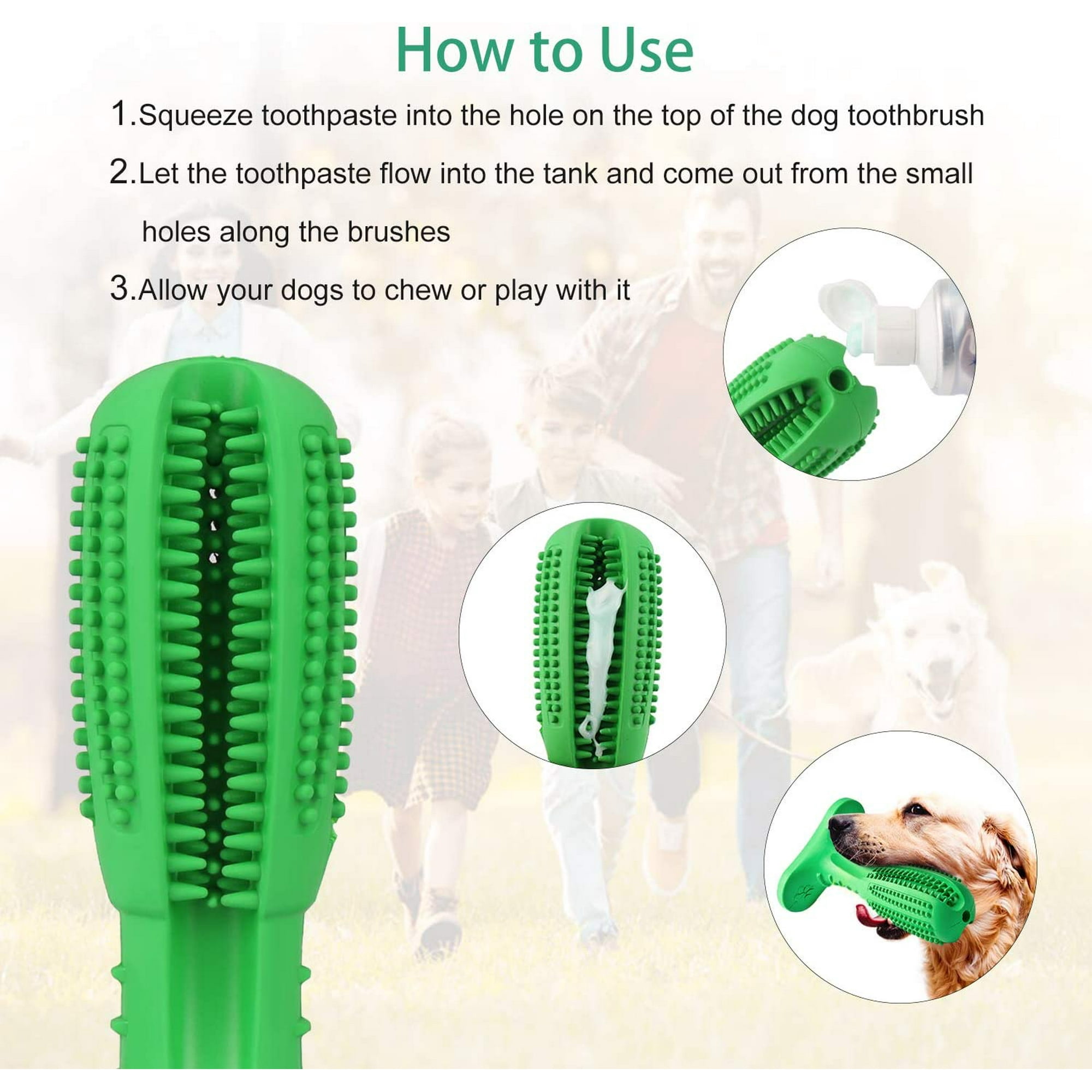 Heyrekt Dog Toothbrush Brushing Stick Non Toxic Natural Rubber Durable Bite Resistant Teeth Cleaning Chew Toys For Small And Medium Pets Oral Dent