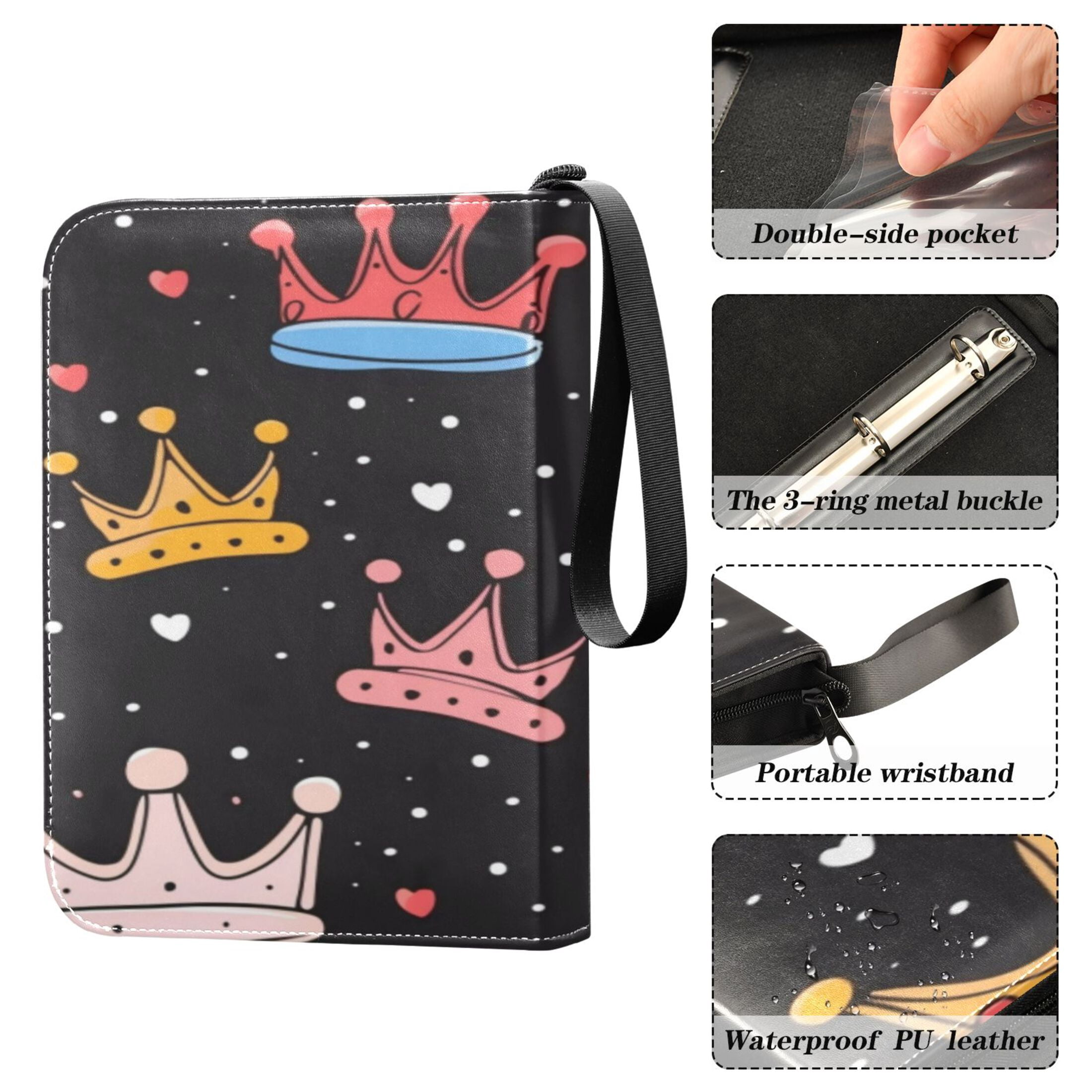 Game Card Storage Bag Collectible Trading Card Albums The 4-Pocket Card Binder With 50-Page Sleeve Can Hold 400 Game Cards Cartoon Crown Cute