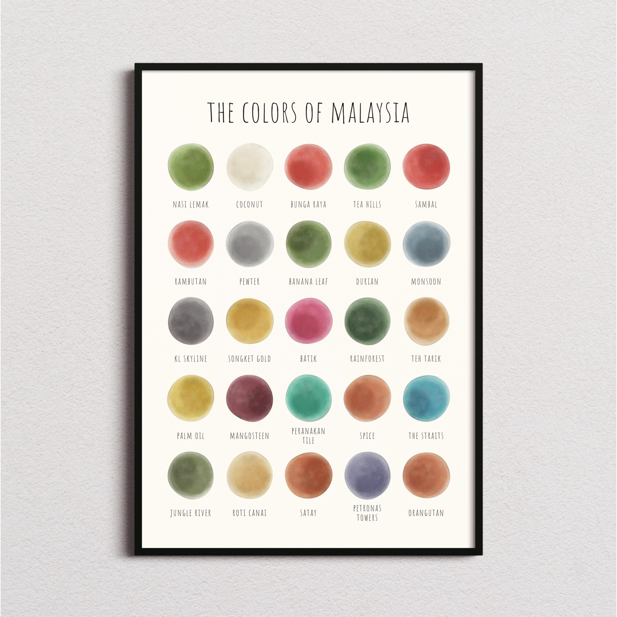 Malaysia Colours Print Malaysia Palette Poster Malaysia Print Malaysia Art Print Malaysian Print Malaysian Gifts