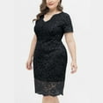 thumbnail image 4 of Patlollav Womens,Fashion Womens Plus Size V Neck Short Sleeve Solid Lace Dress Party Dress, 4 of 6
