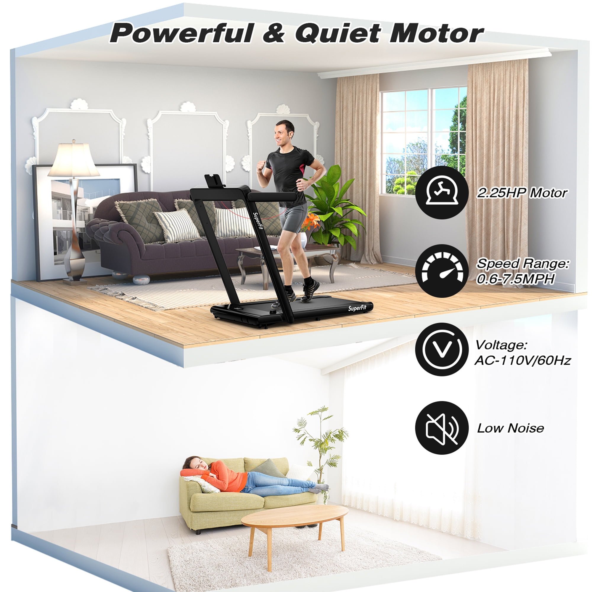 Gymax Motorized Treadmill Folding Under Desk Electric Treadmill W