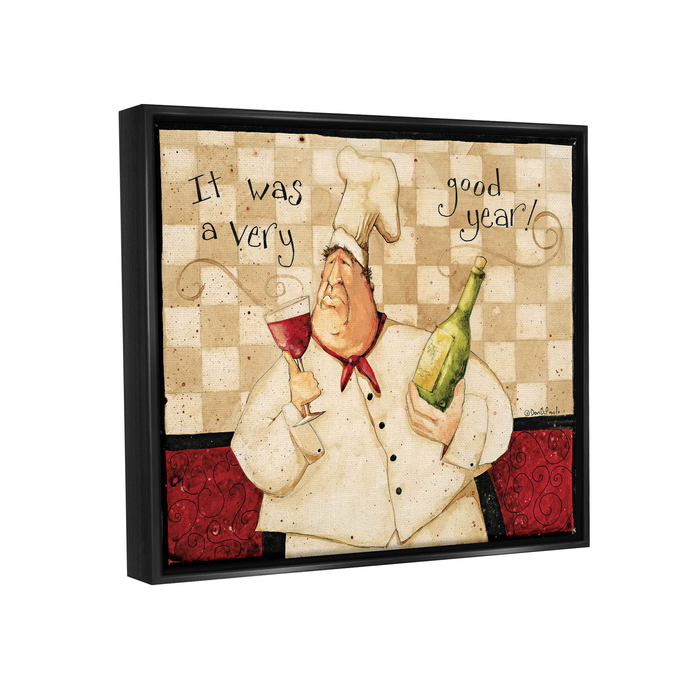 A Very Good Year Chef Wine Phrase Food & Beverage Graphic Art Jet Black Framed Art Print Wall Art